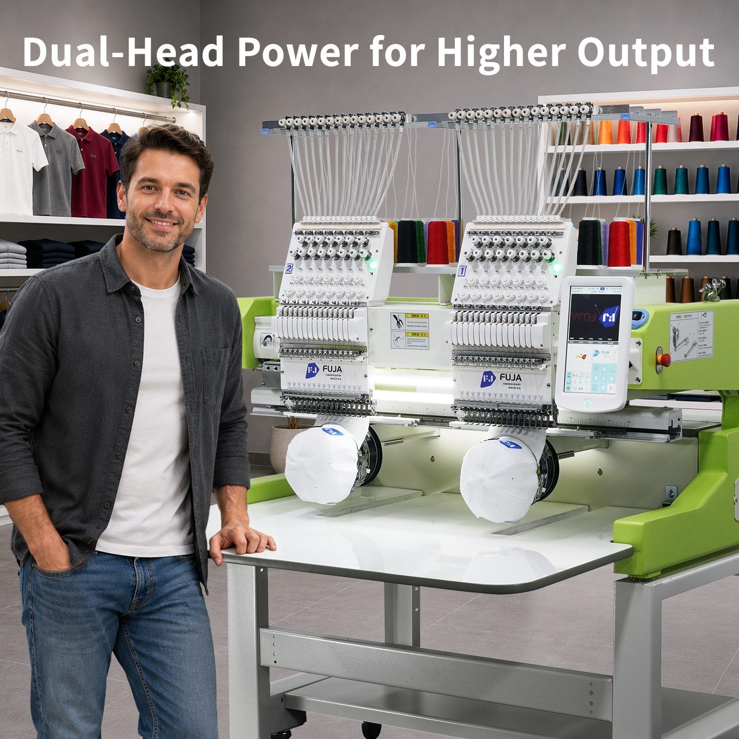 FUJA embroidery machine with two heads